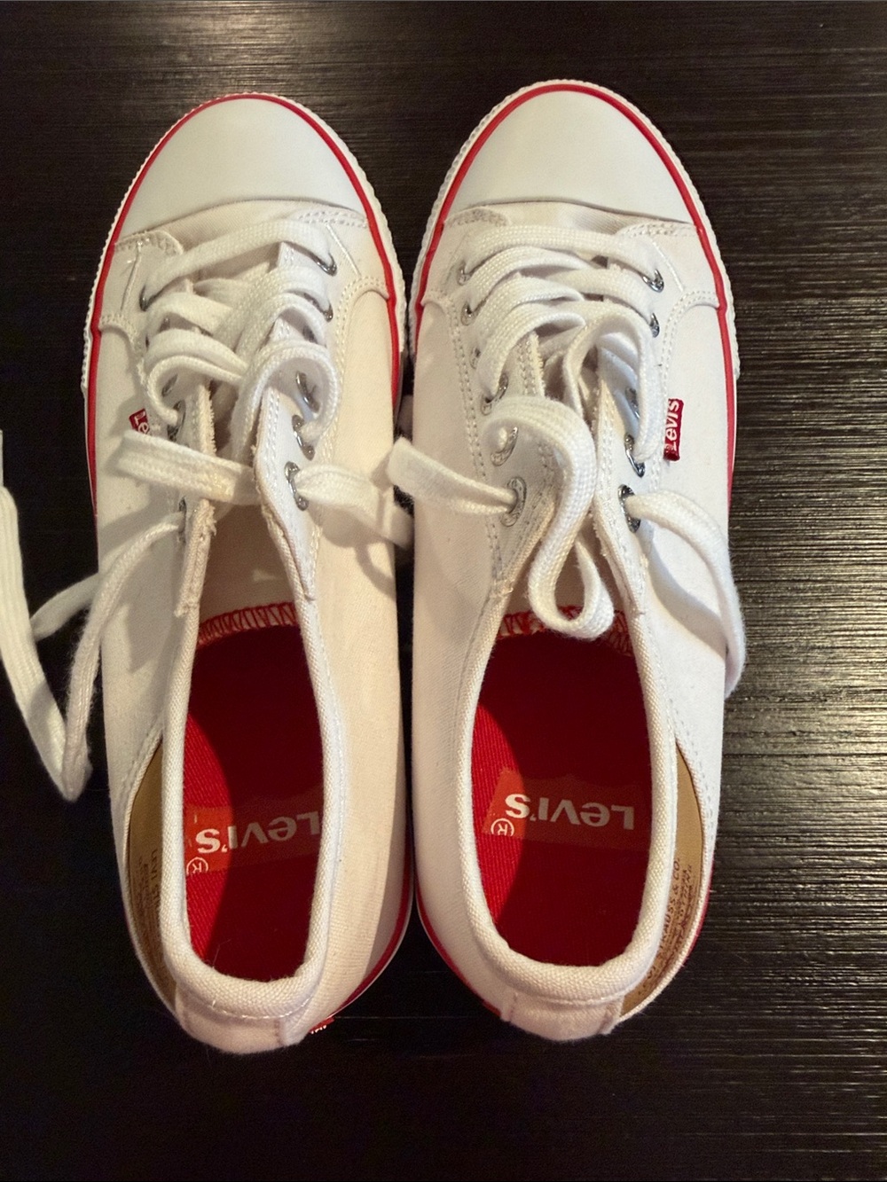 Levi's White Canvas Sneakers with Red Accents